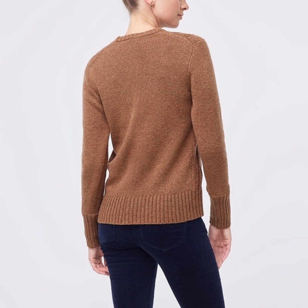 NWT J.Crew Pointelle cable-front sweater Wool Blend Small Brown - Picture 4 of 6